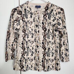 Pendleton Woolen Mills 100% Cotton Button up 3/4 Sleeve Cardigan Sweater Small